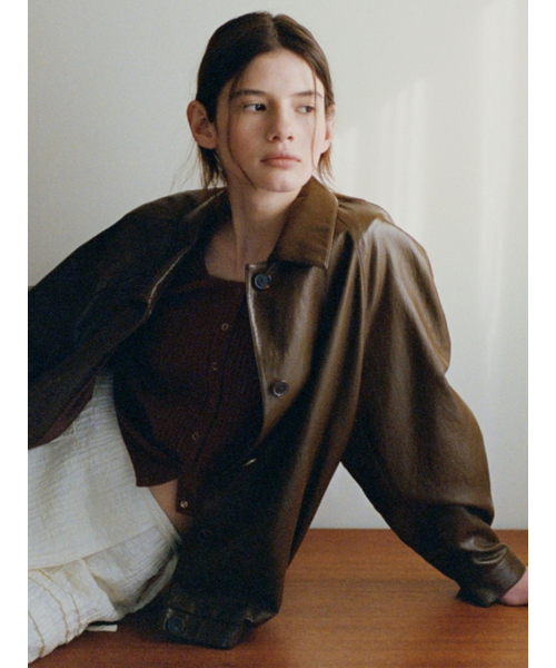 UNNOUT(アナウト)の「VEGAN LEATHER BLOUSON JACKET BROWN(ライダースジャケット・レディース・その他・FREE)」の3枚目の写真