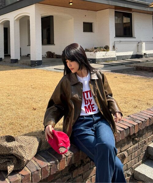 UNNOUT(アナウト)の「VEGAN LEATHER BLOUSON JACKET BROWN(ライダースジャケット・レディース・その他・FREE)」の8枚目の写真