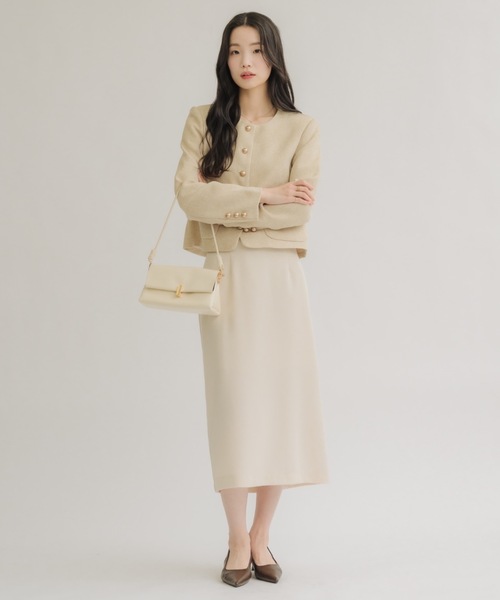 NEUNA（ヌナ）の「スプリングボタンジャケット（ノーカラージャケット・レディース・ライトブルー/アイボリー/ブラック・FREE）」の21枚目の写真