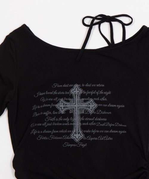 WEGO（ウィゴー）の「DISPARK/【26年春新作】オフショルクロスロンT（その他トップス・レディース・ホワイト/ブラック・FREE）」の6枚目の写真