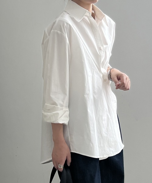 Aelina(エリナ)の「イレギュラースリット長袖シャツ(シャツ/ブラウス・レディース・ホワイト/ブルー・M/L)」の10枚目の写真