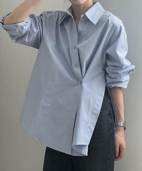 Aelina(エリナ)の「イレギュラースリット長袖シャツ(シャツ/ブラウス・レディース・ホワイト/ブルー・M/L)」の16枚目の写真