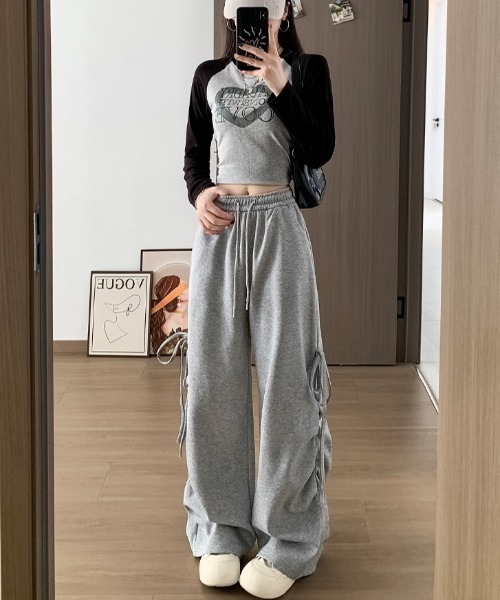 LAC-VERT（ラック・ヴェール）の「サイドギャザースウェットパンツ（スウェットパンツ・レディース・グレー/ブラック/オートミール・FREE）」の7枚目の写真