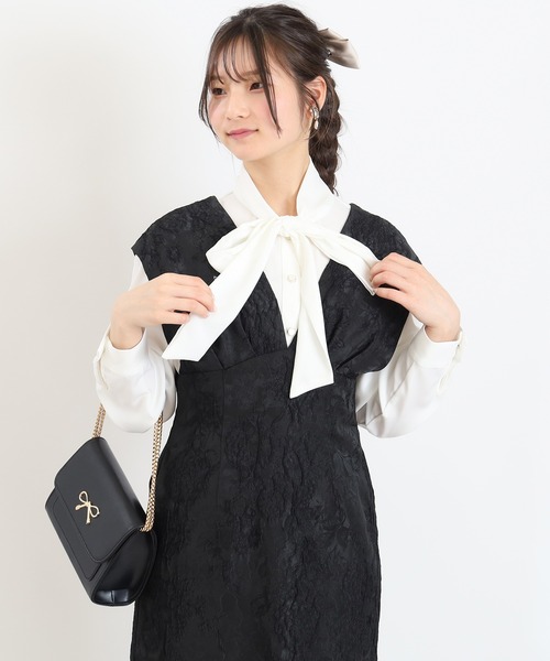 TRUDEA(トルディア)の「Vラインジャガードドレス(ドレス・レディース・ブラック/ベージュ・MEDIUM)」の15枚目の写真