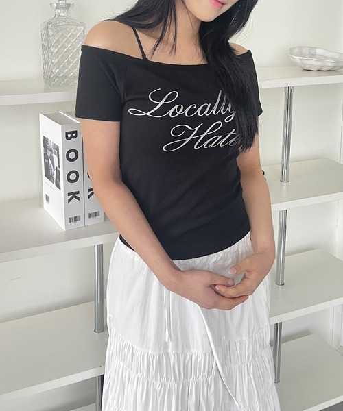 UNE MANSION(ユヌマンション)の「レタリングデザイン2WAYTシャツカットソー(Tシャツ/カットソー・レディース・ブラック/ホワイト・FREE)」の15枚目の写真