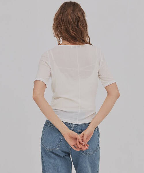 PUBLIC TOKYO（パブリックトウキョウ）の「【2026新作／大人気完売再入荷】ドレープハーフスリーブトップ（Tシャツ/カットソー・レディース・ライトグレー/ホワイト/ブラウン・FREE）」の16枚目の写真