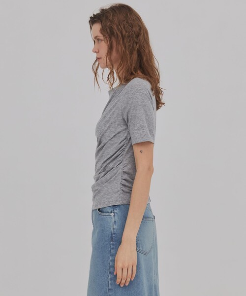 PUBLIC TOKYO（パブリックトウキョウ）の「【2026新作／大人気完売再入荷】ドレープハーフスリーブトップ（Tシャツ/カットソー・レディース・ライトグレー/ホワイト/ブラウン・FREE）」の19枚目の写真