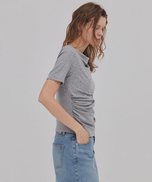 PUBLIC TOKYO（パブリックトウキョウ）の「【2026新作／大人気完売再入荷】ドレープハーフスリーブトップ（Tシャツ/カットソー・レディース・ライトグレー/ホワイト/ブラウン・FREE）」の21枚目の写真