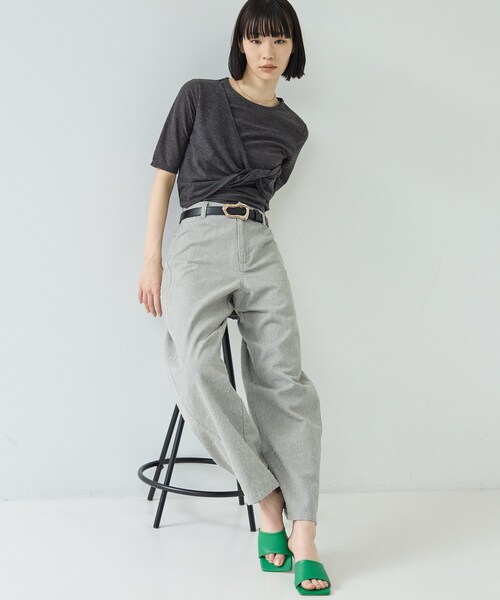 GALLEST(ギャレスト)の「ツイストガーゼカットソー(Tシャツ/カットソー・レディース・チャコールグレー/ホワイト/パープル・38)」の4枚目の写真