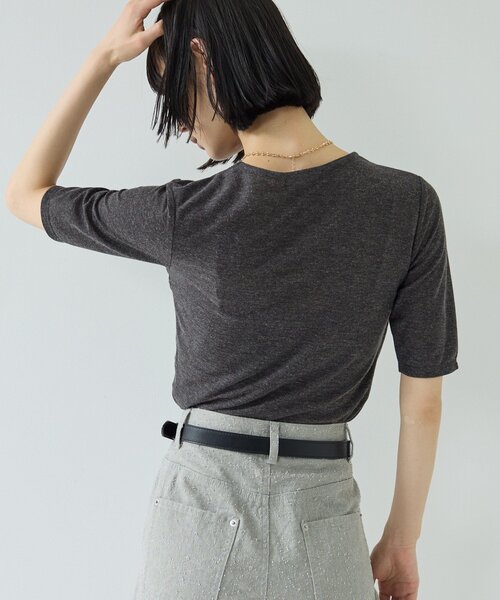 GALLEST(ギャレスト)の「ツイストガーゼカットソー(Tシャツ/カットソー・レディース・チャコールグレー/ホワイト/パープル・38)」の8枚目の写真