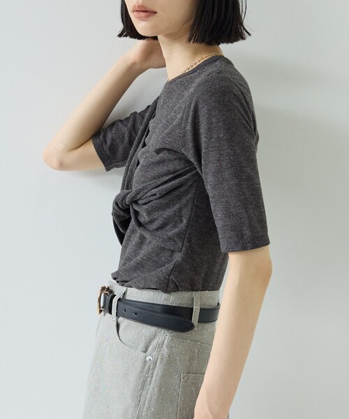 GALLEST(ギャレスト)の「ツイストガーゼカットソー(Tシャツ/カットソー・レディース・チャコールグレー/ホワイト/パープル・38)」の9枚目の写真