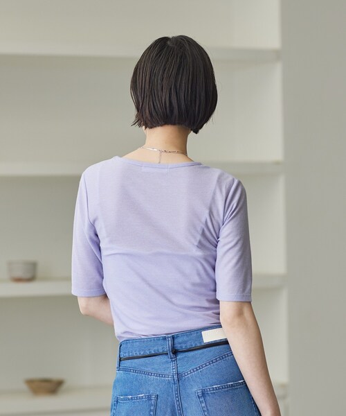 GALLEST(ギャレスト)の「ツイストガーゼカットソー(Tシャツ/カットソー・レディース・チャコールグレー/ホワイト/パープル・38)」の16枚目の写真