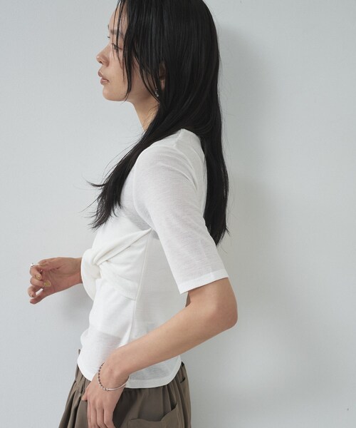 GALLEST(ギャレスト)の「ツイストガーゼカットソー(Tシャツ/カットソー・レディース・チャコールグレー/ホワイト/パープル・38)」の20枚目の写真