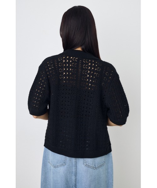 AZUL by moussy（アズールバイマウジー）の「クロシェニットポロカラーカーディガン（カーディガン/ボレロ・レディース・オフホワイト/ブラック/ブラウン系その他・FREE）」の19枚目の写真
