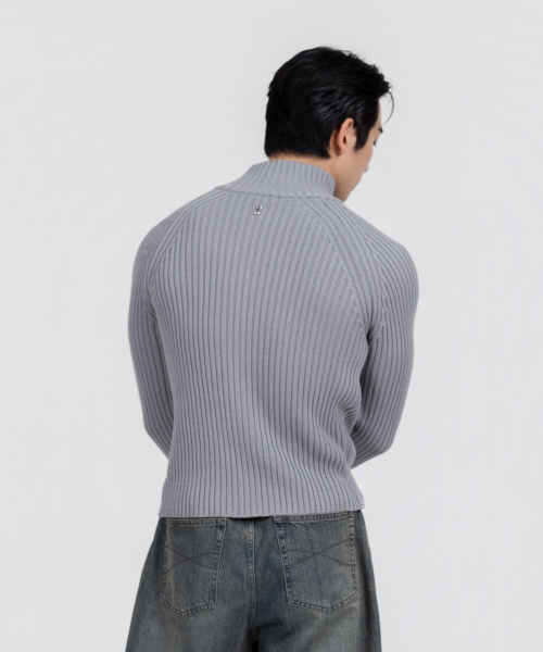 PHOS333(フォースサンサンサン)の「M スタンドネックニットジップアップ/グレー(ニット/セーター・メンズ・その他・LARGE)」の9枚目の写真