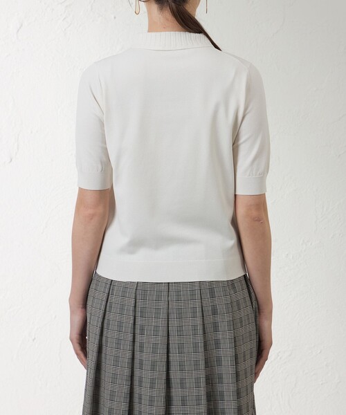 amaca(アマカ)の「【接触冷感・UV対策】ライトレーヨンストレッチ ポロ衿プルオーバー(Tシャツ/カットソー・レディース・ダークネイビー/ベージュ・38/40)」の8枚目の写真