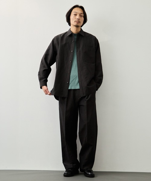 CITY TOKYO(シティトウキョウ)の「【CITY TOKYO】ウールリネンウェザーリラックスシャツ(シャツ/ブラウス・メンズ・ブラック/ダークグレー/オフホワイト・1/2/3)」の8枚目の写真