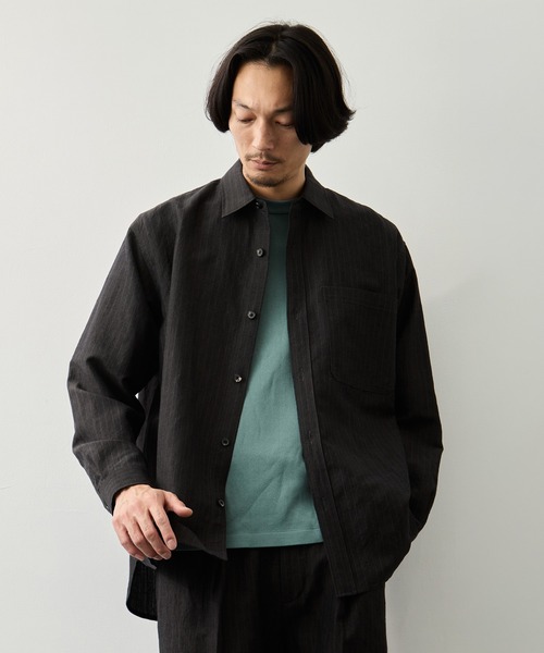 CITY TOKYO(シティトウキョウ)の「【CITY TOKYO】ウールリネンウェザーリラックスシャツ(シャツ/ブラウス・メンズ・ブラック/ダークグレー/オフホワイト・1/2/3)」の5枚目の写真