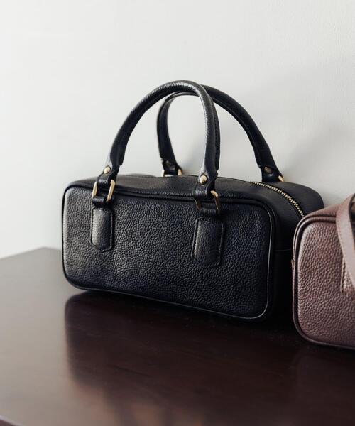 URBAN RESEARCH（アーバンリサーチ）の「レザースクエアボストンバッグ（ハンドバッグ・レディース・ブラック/ブラウン・-）」の4枚目の写真