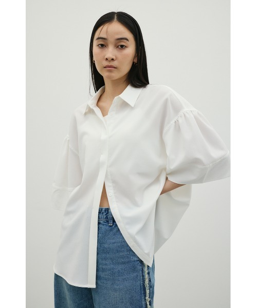 STYLEMIXER(スタイルミキサー)の「ニュアンスギャザースリーブシャツ(シャツ/ブラウス・レディース・グリーン/ホワイト/ブラック・FREE)」の5枚目の写真