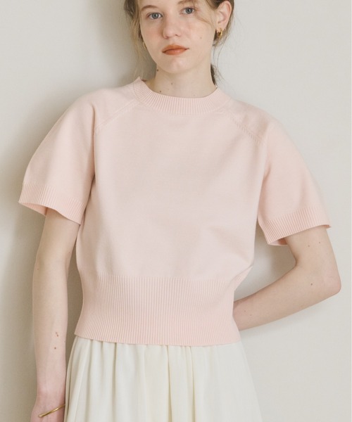 OLUN(オルン)の「half sleeve knit/ハーフスリーブニット(ニット/セーター・レディース・アイボリー/チャコールグレー/ブラウン/ベージュ/ピンク・MEDIUM/SMALL)」の5枚目の写真