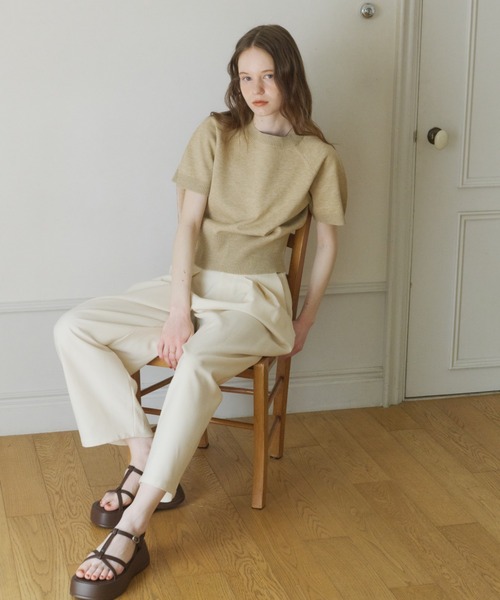 OLUN(オルン)の「half sleeve knit/ハーフスリーブニット(ニット/セーター・レディース・アイボリー/チャコールグレー/ブラウン/ベージュ/ピンク・MEDIUM/SMALL)」の14枚目の写真