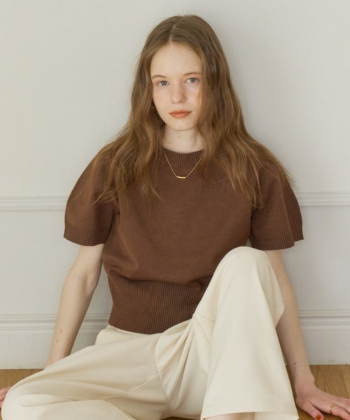 OLUN(オルン)の「half sleeve knit/ハーフスリーブニット(ニット/セーター・レディース・アイボリー/チャコールグレー/ブラウン/ベージュ/ピンク・MEDIUM/SMALL)」の19枚目の写真