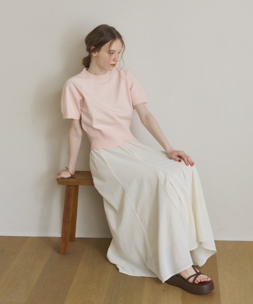 OLUN(オルン)の「half sleeve knit/ハーフスリーブニット(ニット/セーター・レディース・アイボリー/チャコールグレー/ブラウン/ベージュ/ピンク・MEDIUM/SMALL)」の18枚目の写真
