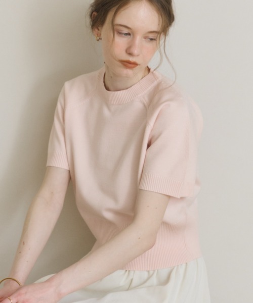 OLUN(オルン)の「half sleeve knit/ハーフスリーブニット(ニット/セーター・レディース・アイボリー/チャコールグレー/ブラウン/ベージュ/ピンク・MEDIUM/SMALL)」の17枚目の写真