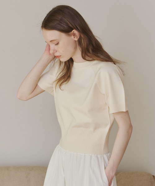 OLUN(オルン)の「half sleeve knit/ハーフスリーブニット(ニット/セーター・レディース・アイボリー/チャコールグレー/ブラウン/ベージュ/ピンク・MEDIUM/SMALL)」の15枚目の写真