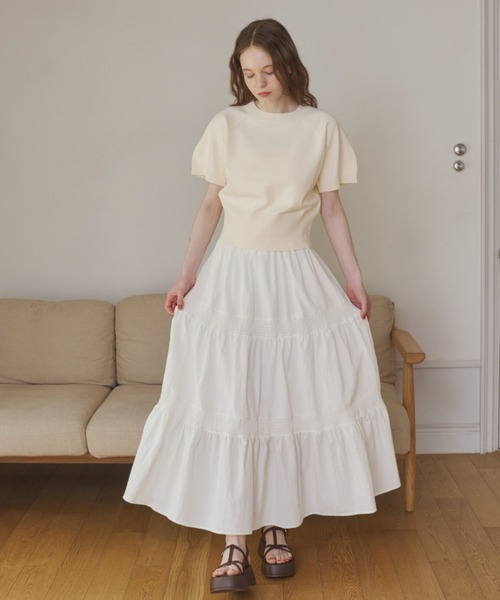 OLUN(オルン)の「half sleeve knit/ハーフスリーブニット(ニット/セーター・レディース・アイボリー/チャコールグレー/ブラウン/ベージュ/ピンク・MEDIUM/SMALL)」の16枚目の写真