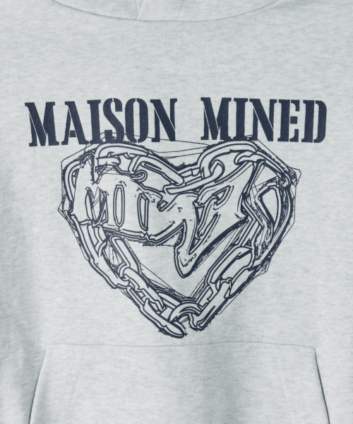 MAISON MINED(メゾンミネド)の「(W) DOODLE HEART CROP HOODIE MELANGE WHITE(パーカー・レディース・その他・SMALL/MEDIUM)」の3枚目の写真