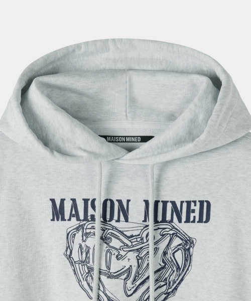 MAISON MINED(メゾンミネド)の「(W) DOODLE HEART CROP HOODIE MELANGE WHITE(パーカー・レディース・その他・SMALL/MEDIUM)」の5枚目の写真