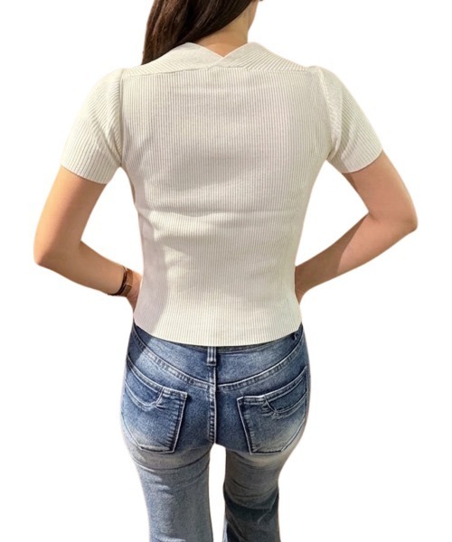 COOK JEANS(クックジーンズ)の「FAKEボレロニットTシャツ(Tシャツ/カットソー・レディース・ホワイト/ベージュ/ブラック・FREE)」の11枚目の写真
