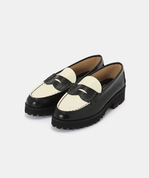 The Kenford Fineshoes TANK SOLE EMBOSSED LOAFERS / BLACK WHITE