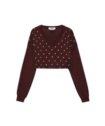 MSGM（エムエスジーエム）の「スタッズ クロップド ニットトップ（ニット/セーター）」