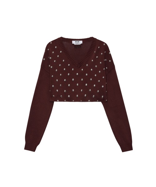 MSGM ニット スタッズ クロップド ニットトップ（ニット/セーター）｜MSGM