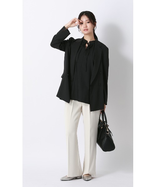 AOYAMA（アオヤマ）の「ハイネックギャザーリボンブラウス【涼】【5分袖】（Tシャツ/カットソー・レディース・キャメル/ブルー/ブラック・L/M）」の17枚目の写真