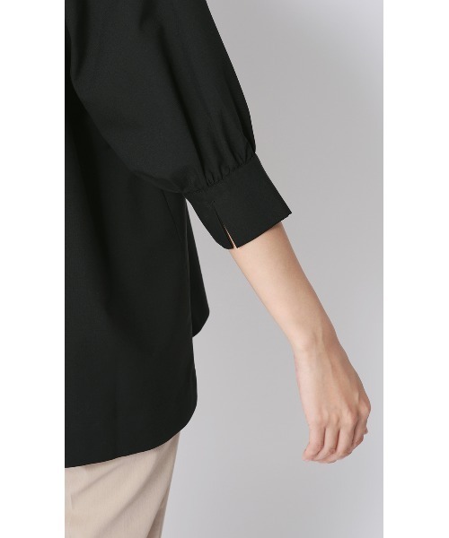 AOYAMA（アオヤマ）の「ハイネックギャザーリボンブラウス【涼】【5分袖】（Tシャツ/カットソー・レディース・キャメル/ブルー/ブラック・L/M）」の10枚目の写真