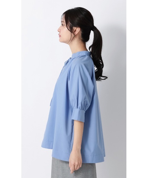 AOYAMA（アオヤマ）の「ハイネックギャザーリボンブラウス【涼】【5分袖】（Tシャツ/カットソー・レディース・キャメル/ブルー/ブラック・L/M）」の20枚目の写真