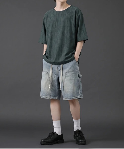 revertical(リバーティカル)の「ヴィンテージウォッシュデニムショートパンツ/ ワイドシルエット(デニムパンツ・メンズ・サックスブルー/ブラック・LARGE/MEDIUM)」の11枚目の写真