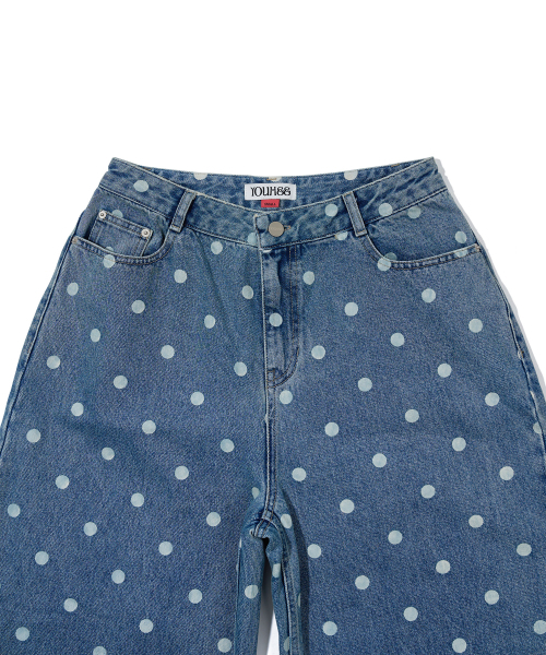 YOUHEE(ユヒ)の「DOT PATTERN WIDE DENIM PANTS_LIGHT BLUE(デニムパンツ・レディース・その他・SMALL/MEDIUM)」の2枚目の写真