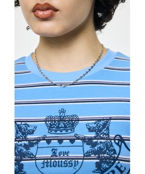 MOUSSY(マウジー)の「JC EMBLEM Tシャツ(Tシャツ/カットソー・レディース・ライトピンク/ブルー系その他/ネイビー・FREE)」の8枚目の写真