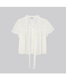Dot ribbon blouse [FRSU01BL02]_Ivory