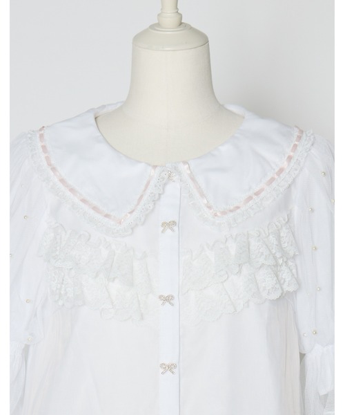 mellfy memory（メルフィーメモリー）の「Sweet whipped ribbon blouse（シャツ/ブラウス・レディース・ピンク/ホワイト・FREE）」の8枚目の写真