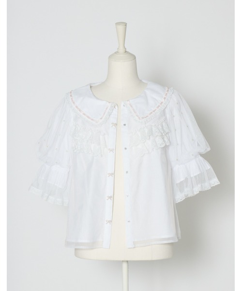 mellfy memory（メルフィーメモリー）の「Sweet whipped ribbon blouse（シャツ/ブラウス・レディース・ピンク/ホワイト・FREE）」の12枚目の写真