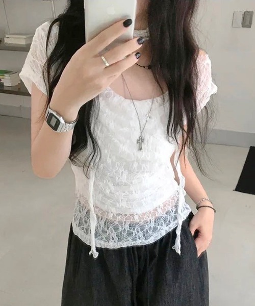 SHEENA(シーナ)の「ストール付きワイドネックレースシアートップス(Tシャツ/カットソー・レディース・ホワイト・M)」の15枚目の写真