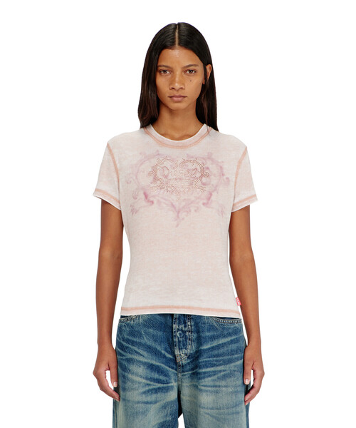 DIESEL（ディーゼル）の「ウィメンズ Tシャツ T-ILA-AA1（Tシャツ/カットソー・レディース・ピンク系その他/ベージュ系その他/グレー・LARGE/MEDIUM/SMALL/X-LARGE/X-SMALL）」の9枚目の写真
