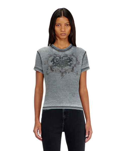 DIESEL（ディーゼル）の「ウィメンズ Tシャツ T-ILA-AA1（Tシャツ/カットソー・レディース・ピンク系その他/ベージュ系その他/グレー・LARGE/MEDIUM/SMALL/X-LARGE/X-SMALL）」の5枚目の写真