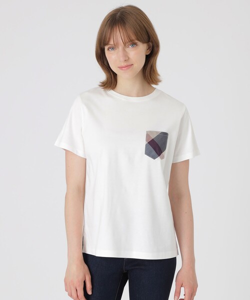 BLUE LABEL CRESTBRIDGE(ブルーレーベルクレストブリッジ)の「【一部店舗限定】コンパクトスムースポケットTシャツ(Tシャツ/カットソー・レディース・オフホワイト・38/40)」の1枚目の写真